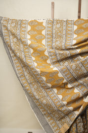 Mustard Yellow HBP Cotton Saree - SRMYCS2799