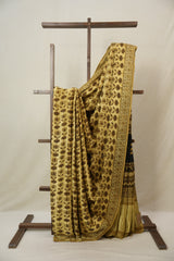 Cream Gold HBP Modal Silk Saree - SRCGMSS535