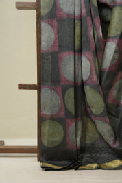 Grey HBP Cotton Silk Saree with Maheswari Border - SRGCSS1648