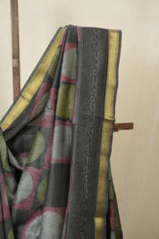 Grey HBP Cotton Silk Saree with Maheswari Border - SRGCSS1648