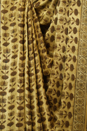 Cream Gold HBP Modal Silk Saree - SRCGMSS535