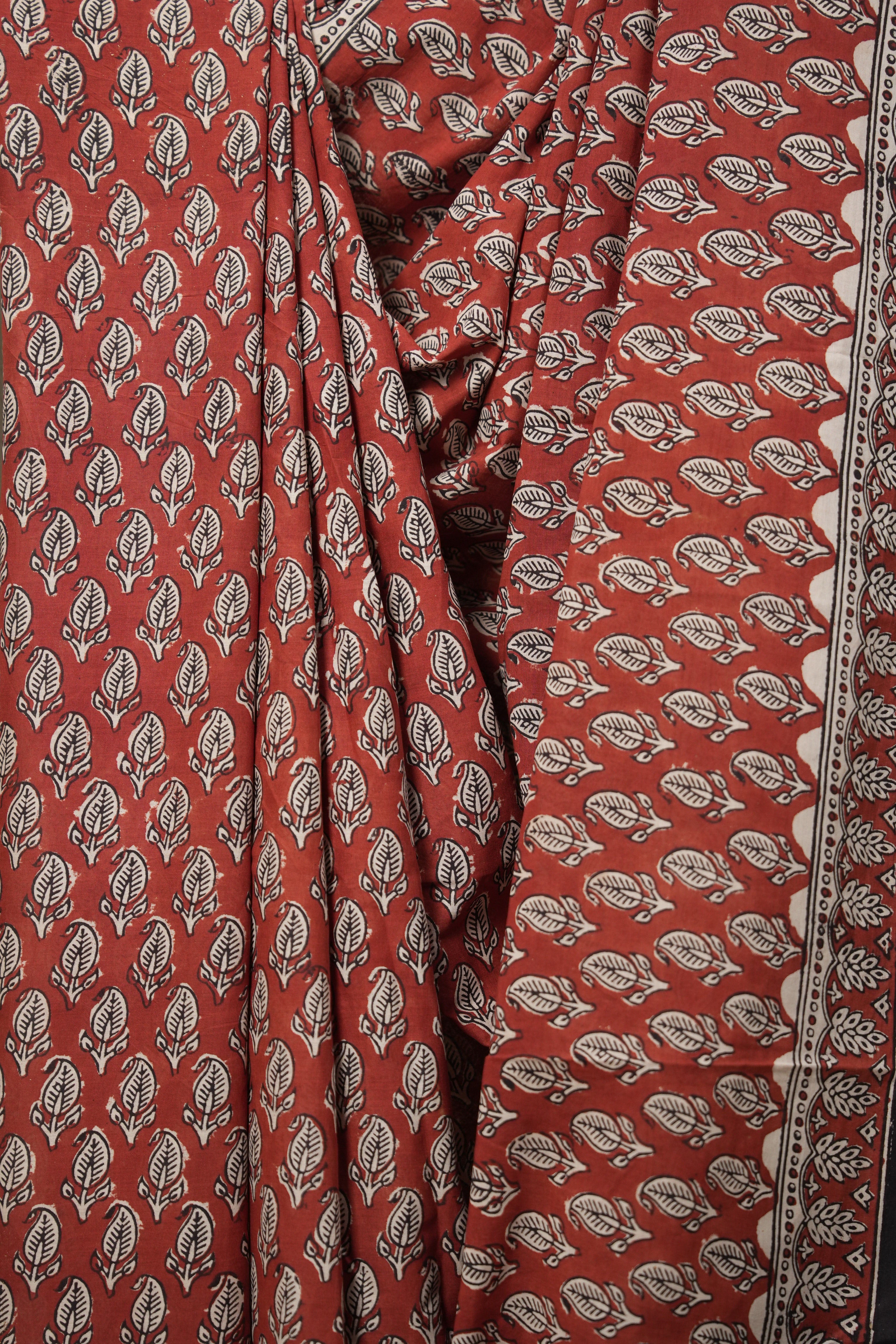 Terracotta Red HBP Cotton Saree - SRTRCS2798