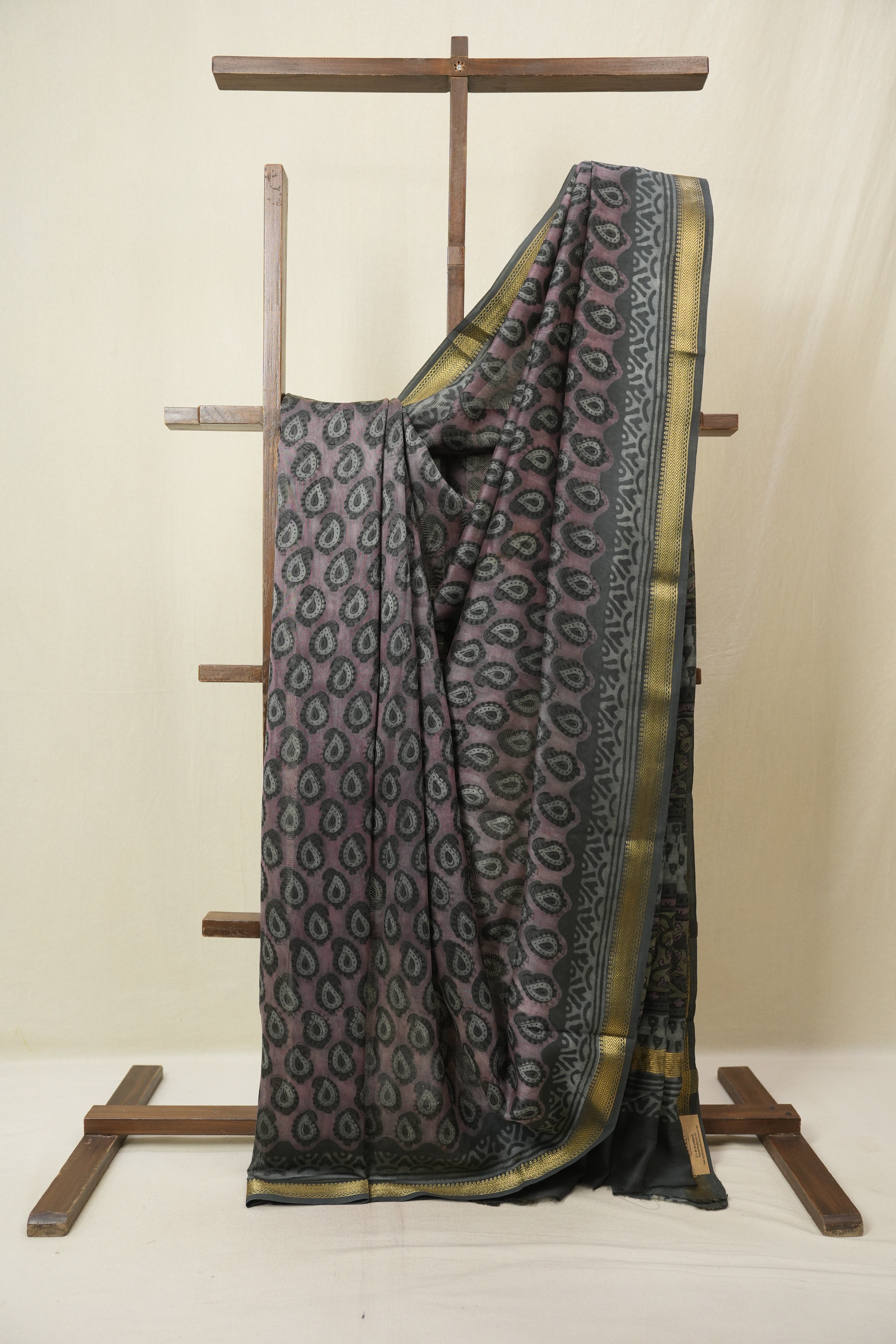 Mauve HBP Cotton Silk Saree with Maheshwari Border - SRMCSS1651