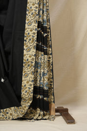Black Cotton Patchwork Saree-SRBCPS236