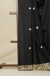 Black Cotton Patchwork Saree-SRBCPS236