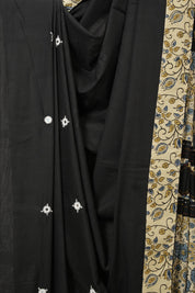 Black Cotton Patchwork Saree-SRBCPS236