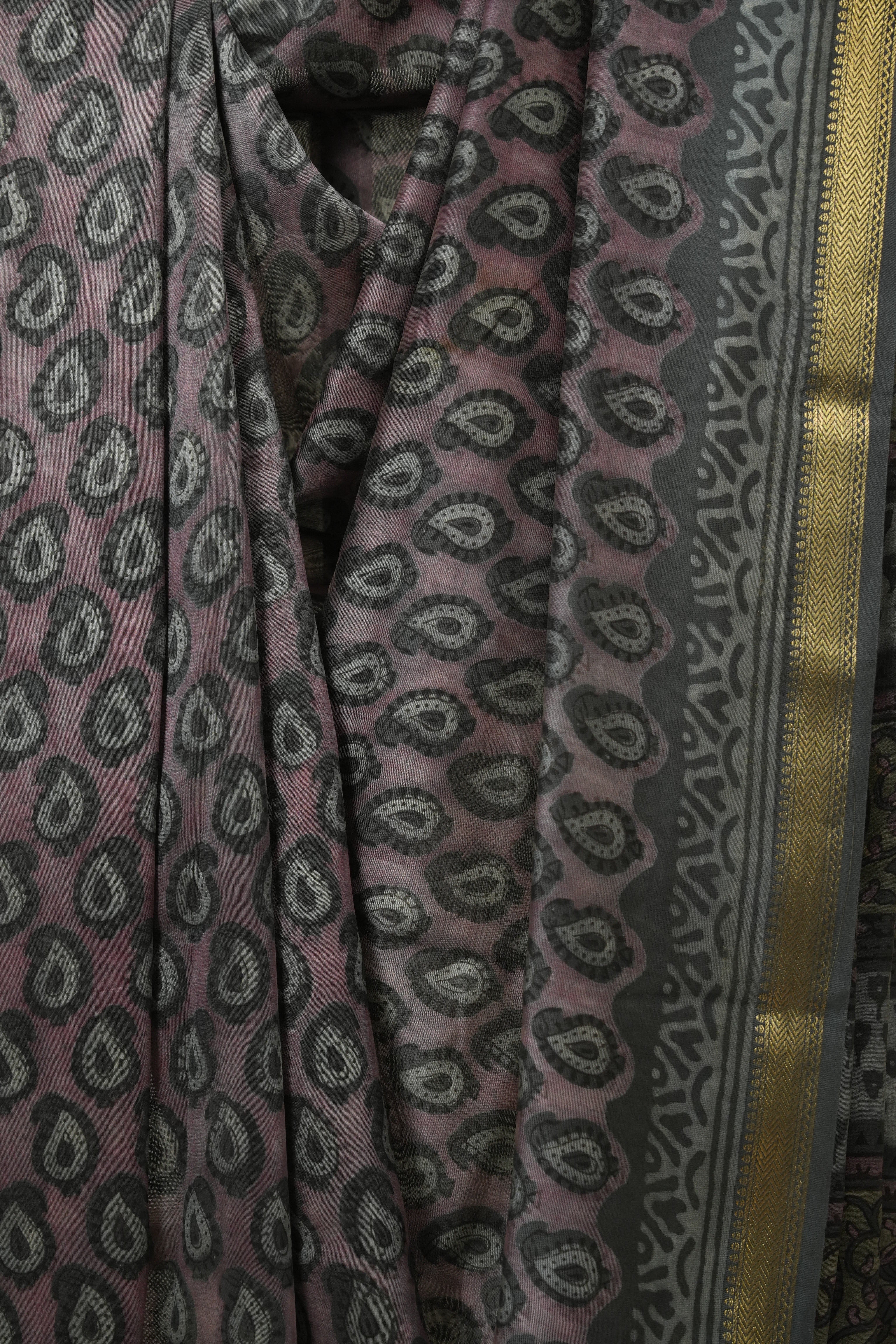 Mauve HBP Cotton Silk Saree with Maheshwari Border - SRMCSS1651