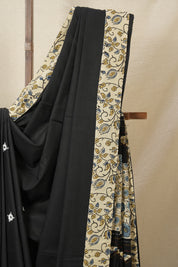 Black Cotton Patchwork Saree-SRBCPS236
