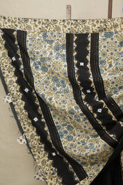 Black Cotton Patchwork Saree-SRBCPS236