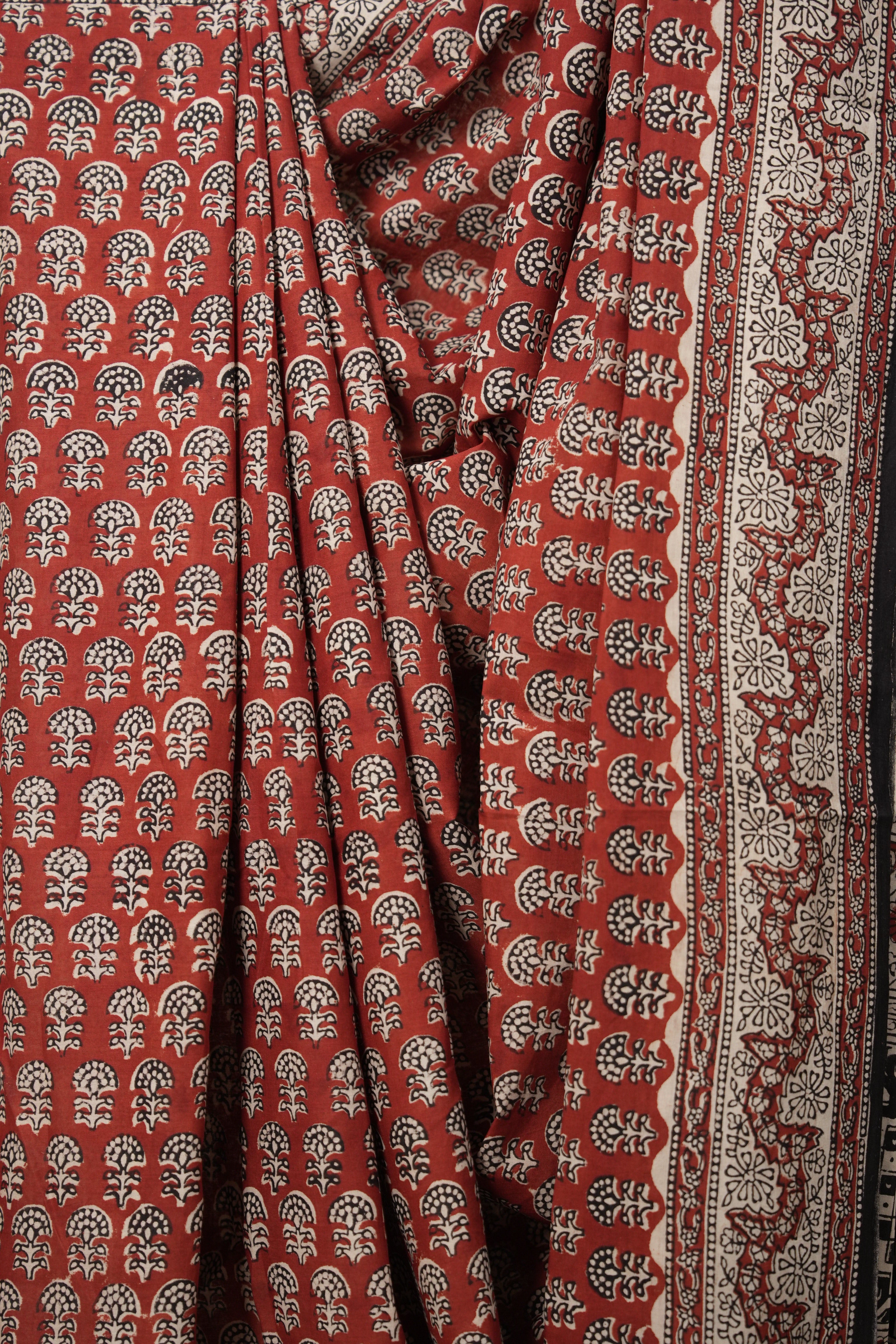 Brick Red HBP Cotton Saree - SRBRCS2797