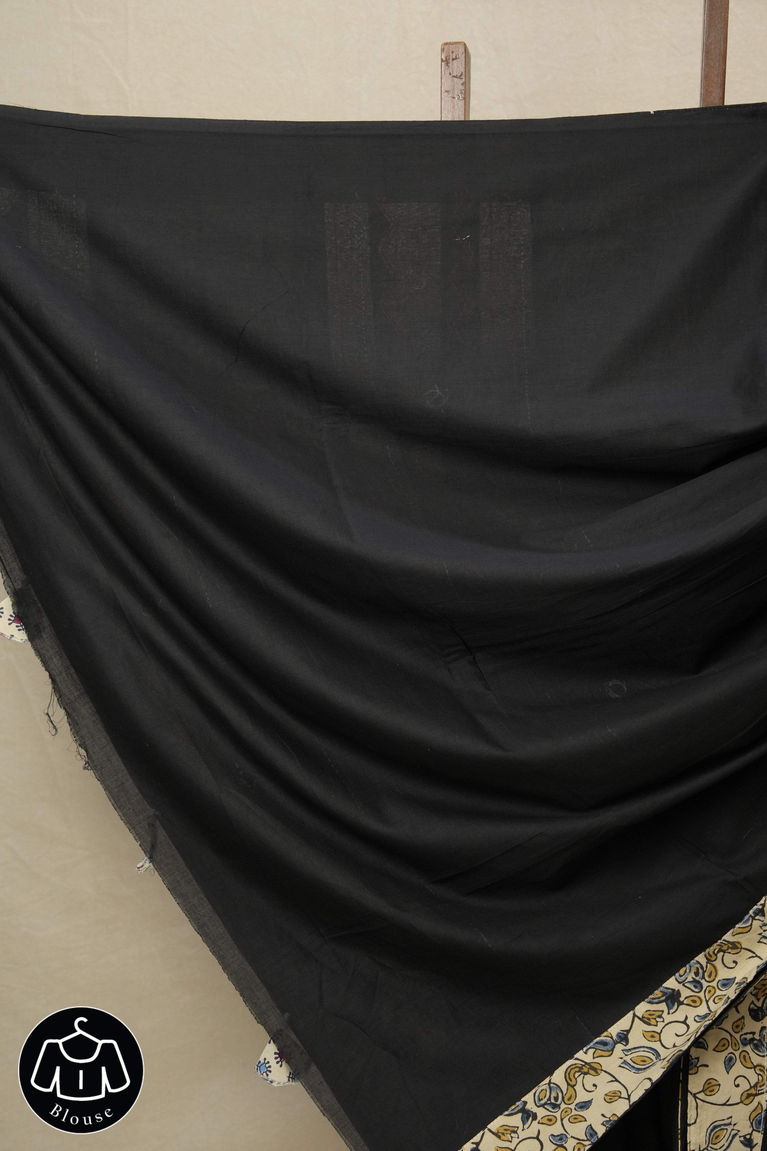 Black Cotton Patchwork Saree-SRBCPS236