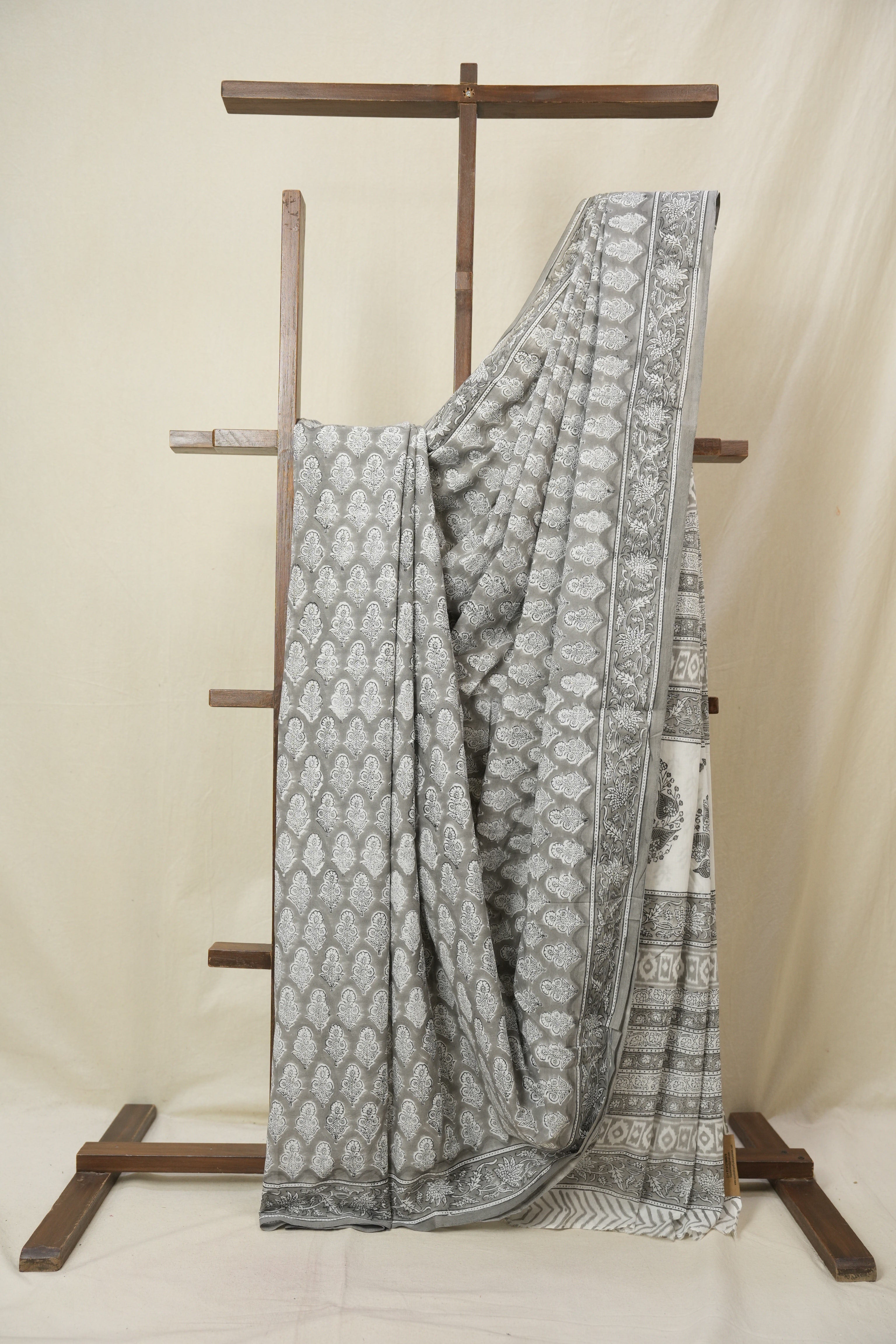 Grey HBP Cotton Saree - SRGCS3297