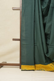 Dark Green Cotton Patchwork Saree-SRDGCPS220