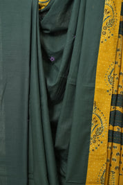 Dark Green Cotton Patchwork Saree-SRDGCPS220