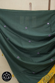 Dark Green Cotton Patchwork Saree-SRDGCPS220