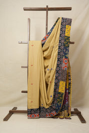 Beige Cotton Patchwork Saree - SRBCPS247