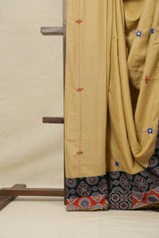 Beige Cotton Patchwork Saree - SRBCPS247