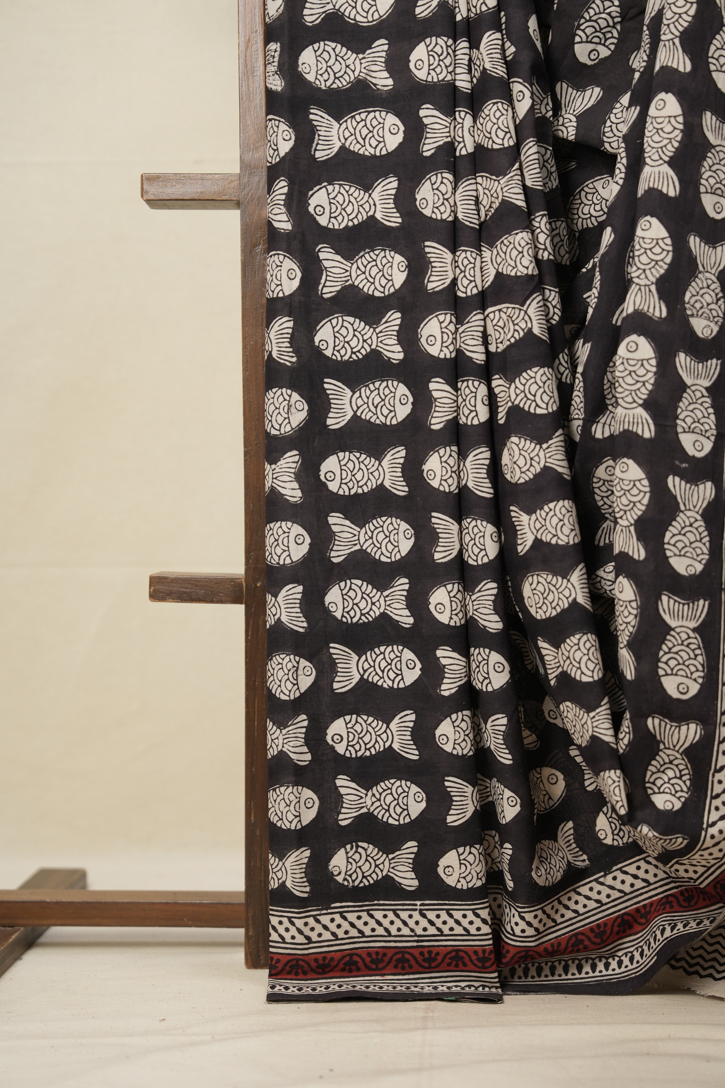 White-Black HBP Cotton Saree - SRWBCS2805