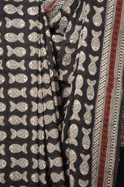 White-Black HBP Cotton Saree - SRWBCS2805