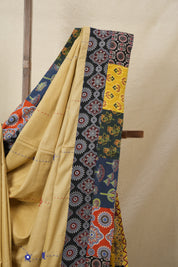 Beige Cotton Patchwork Saree - SRBCPS247