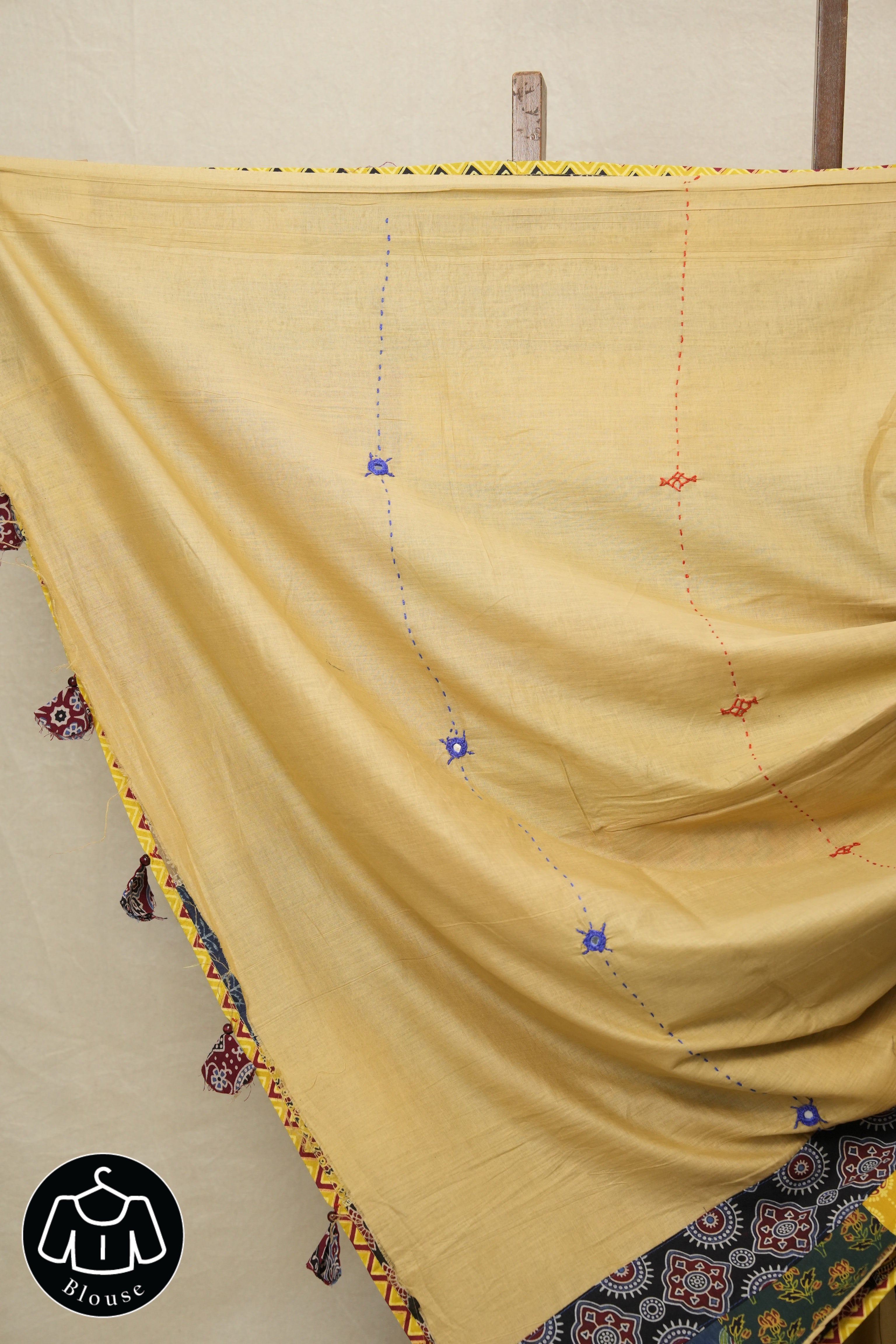 Beige Cotton Patchwork Saree - SRBCPS247