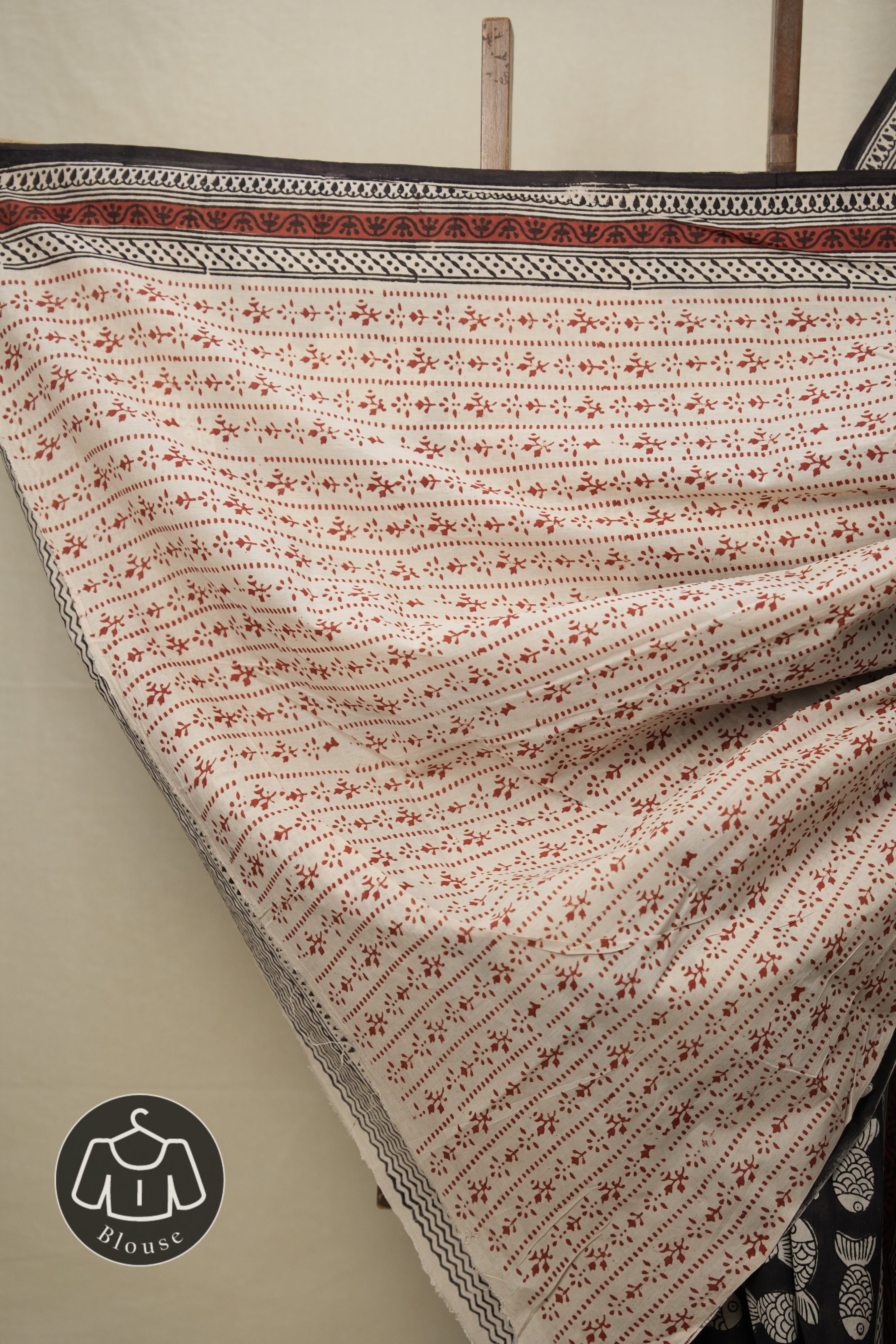 White-Black HBP Cotton Saree - SRWBCS2805