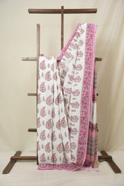 Ivory PinK  HBP Cotton Saree - SRIPCS3345