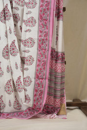 Ivory PinK  HBP Cotton Saree - SRIPCS3345
