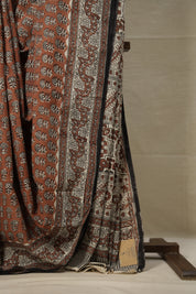 Brown Cream HBP Cotton Saree - SRBCCS2804