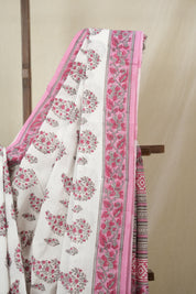 Ivory PinK  HBP Cotton Saree - SRIPCS3345