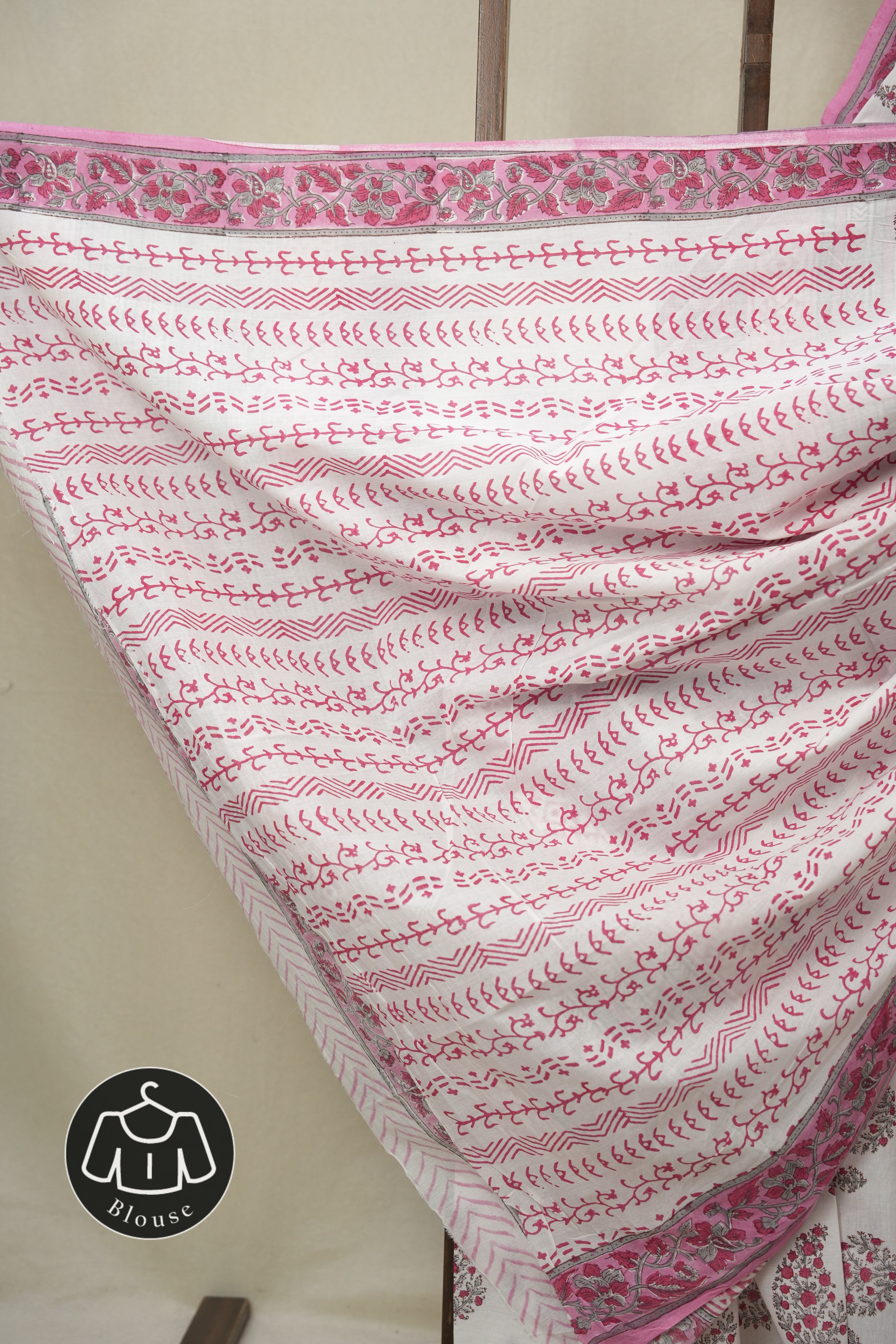 Ivory PinK  HBP Cotton Saree - SRIPCS3345