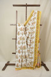 White Floral Cotton  HBP Cotton Saree - SRWFCS3346