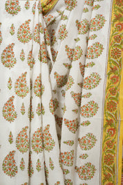 White Floral Cotton  HBP Cotton Saree - SRWFCS3346