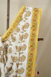 White Floral Cotton  HBP Cotton Saree - SRWFCS3346