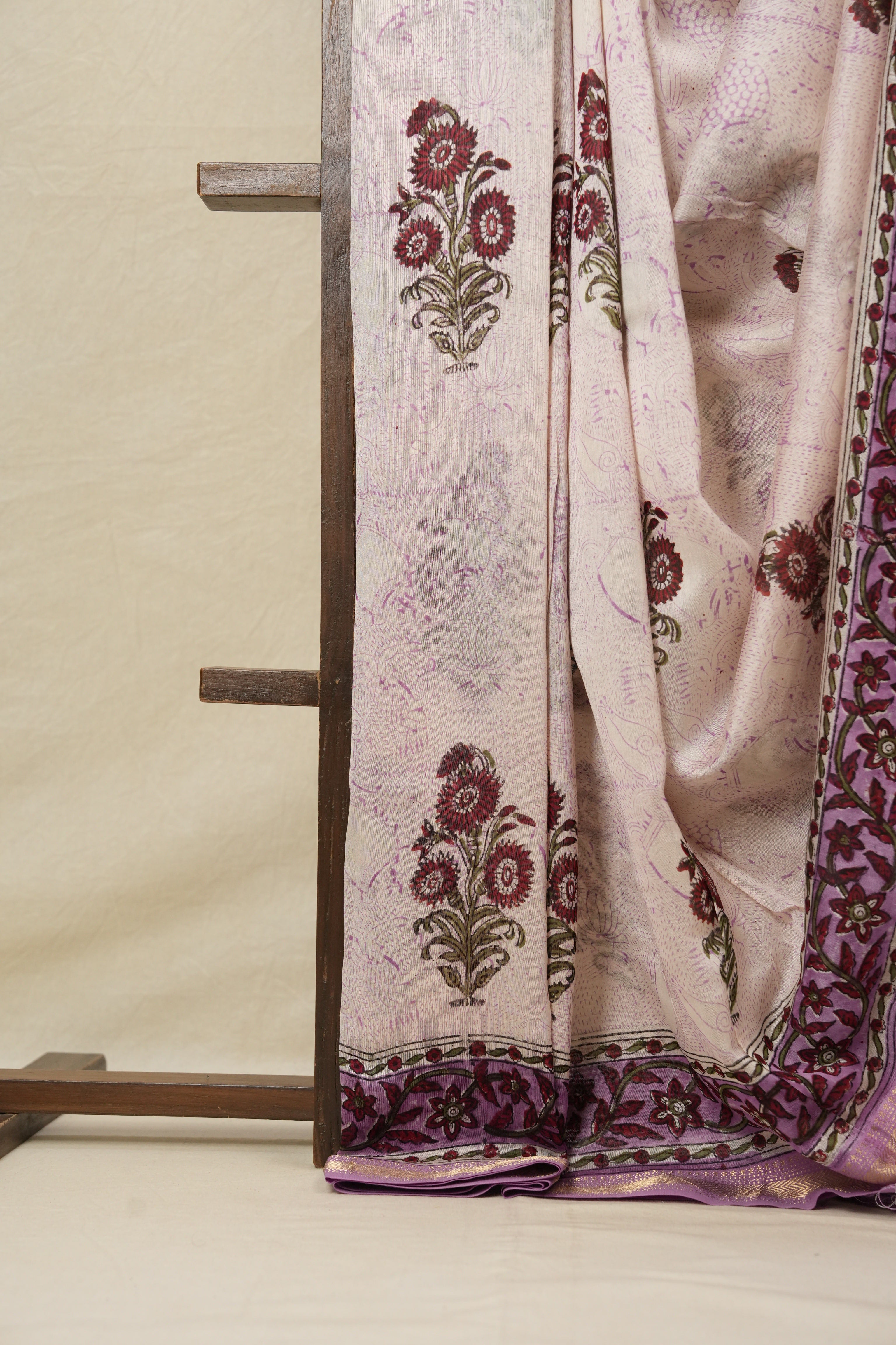 Off-White HBP Cotton Silk Saree With Maheshwari Border - SROWCSS951