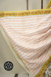 White Floral Cotton  HBP Cotton Saree - SRWFCS3346