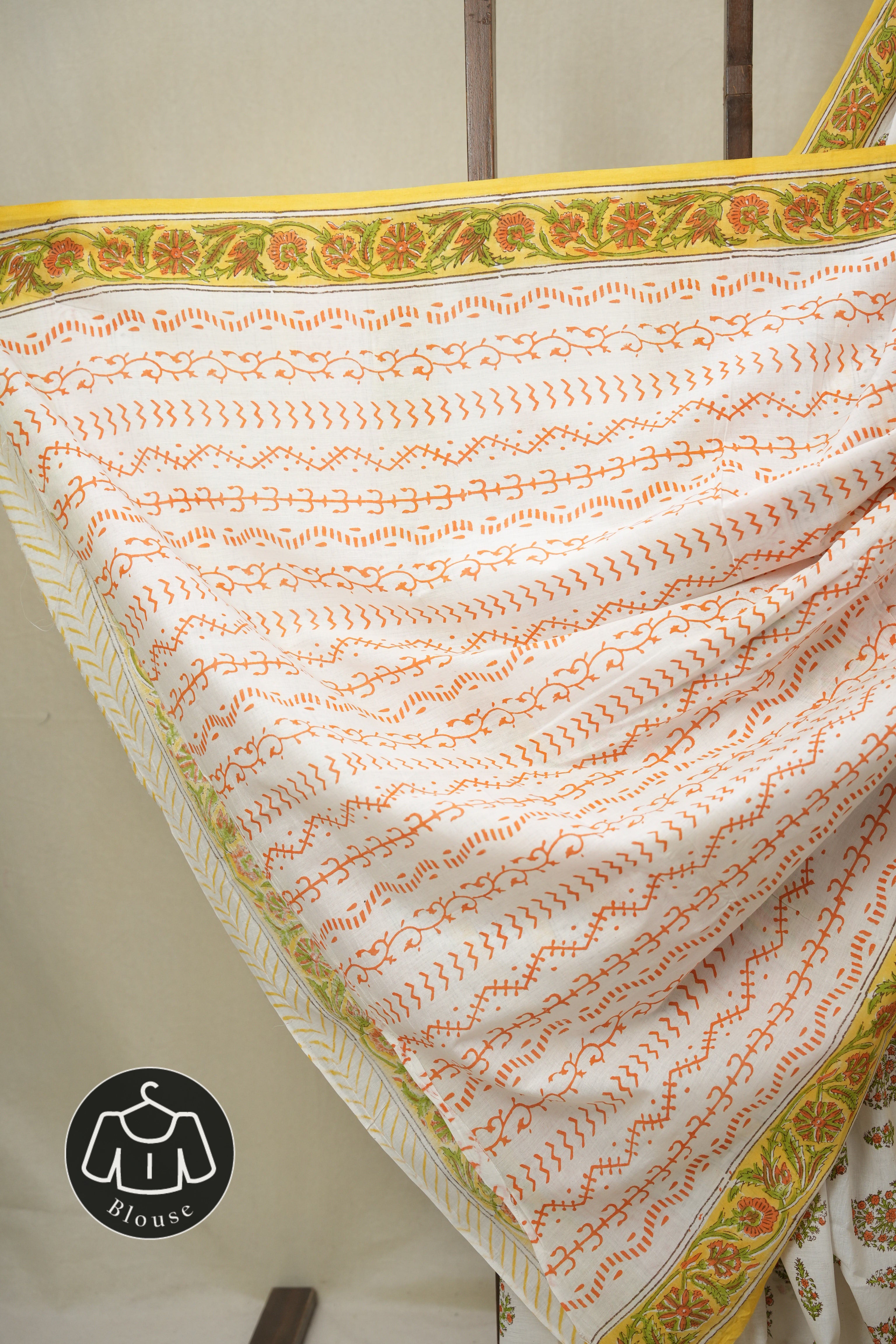 White Floral Cotton  HBP Cotton Saree - SRWFCS3346