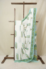 White HBP Cotton Saree - SRWCS3343
