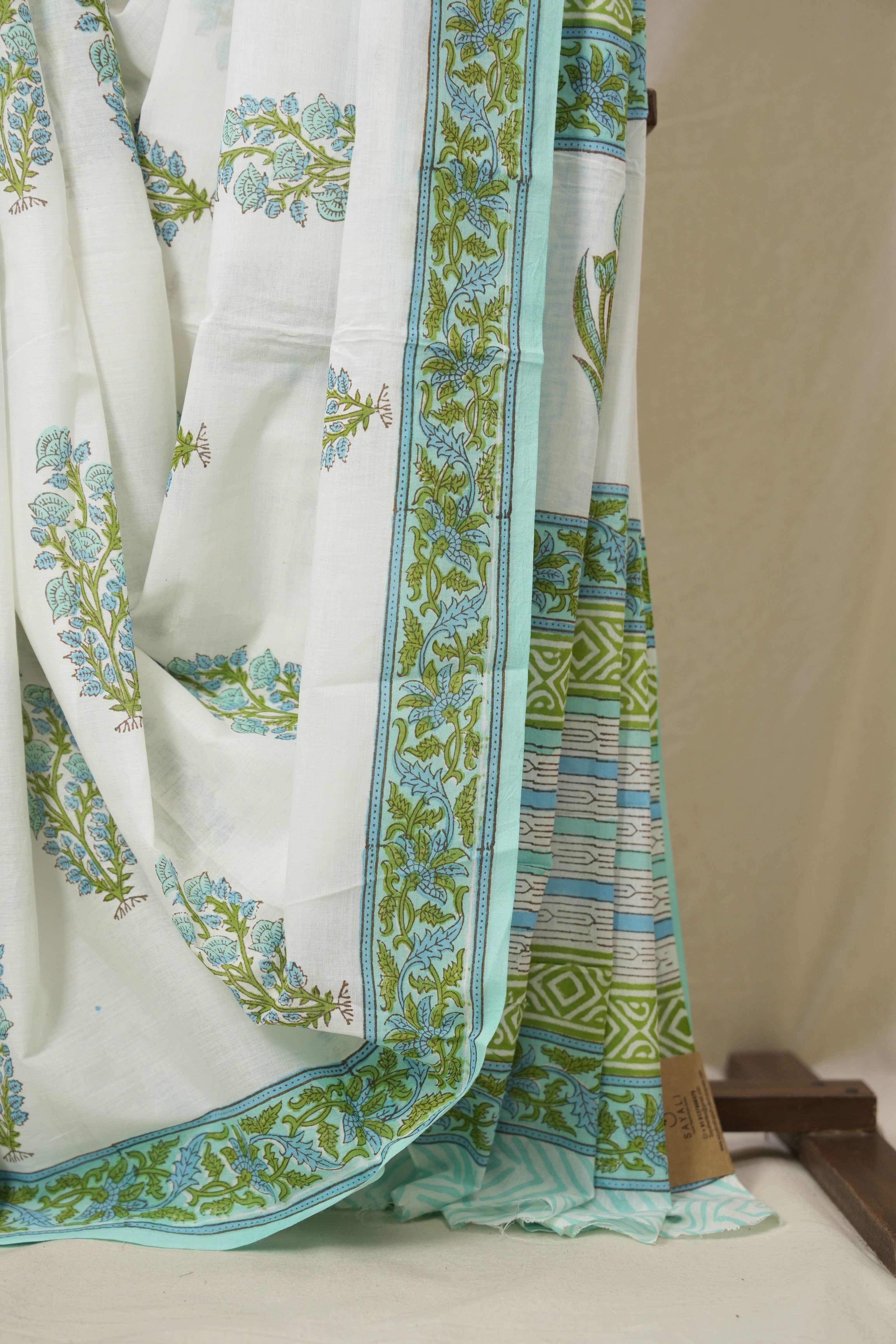 White HBP Cotton Saree - SRWCS3343