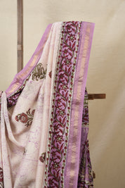 Off-White HBP Cotton Silk Saree With Maheshwari Border - SROWCSS951