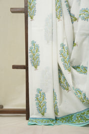 White HBP Cotton Saree - SRWCS3343