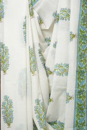 White HBP Cotton Saree - SRWCS3343
