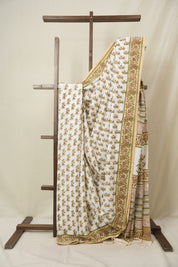 White Floral HBP Cotton Saree - SRWFCS3347
