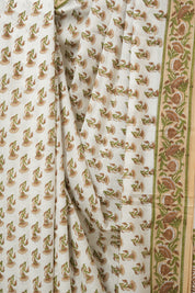 White Floral HBP Cotton Saree - SRWFCS3347