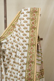 White Floral HBP Cotton Saree - SRWFCS3347