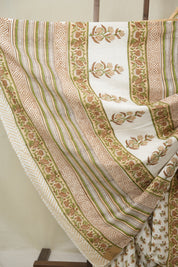 White Floral HBP Cotton Saree - SRWFCS3347