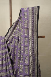 Lilac Purple HBP Cotton Saree - SRLPCS2802
