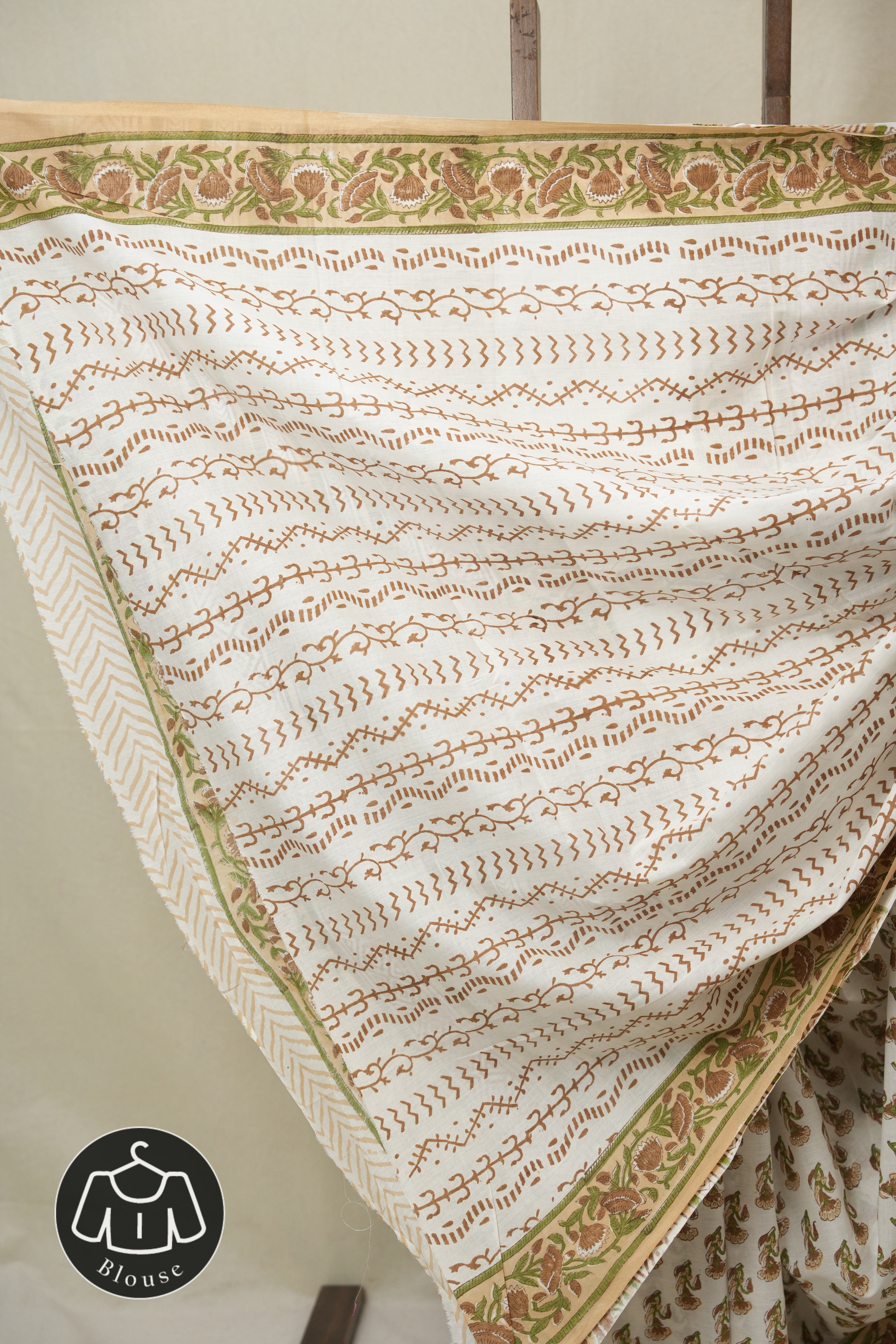 White Floral HBP Cotton Saree - SRWFCS3347