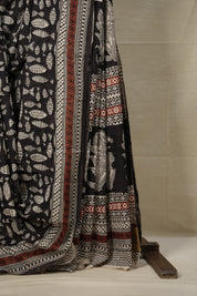 White Black HBP Cotton Saree - SRWBCS2803