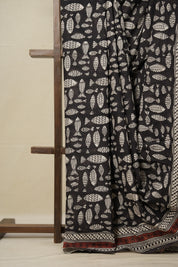 White Black HBP Cotton Saree - SRWBCS2803